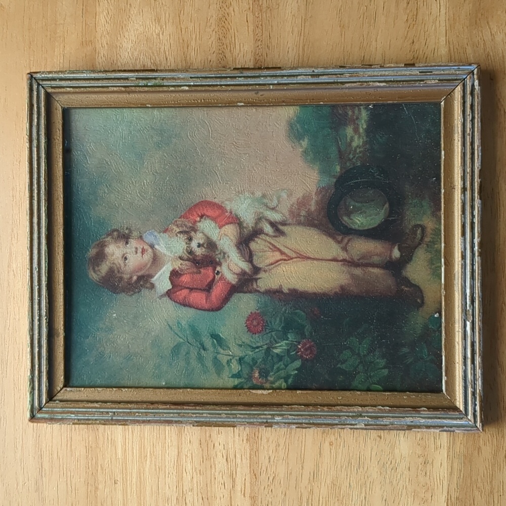"CHUMS" Boy with Blonde Curls and his Puppy